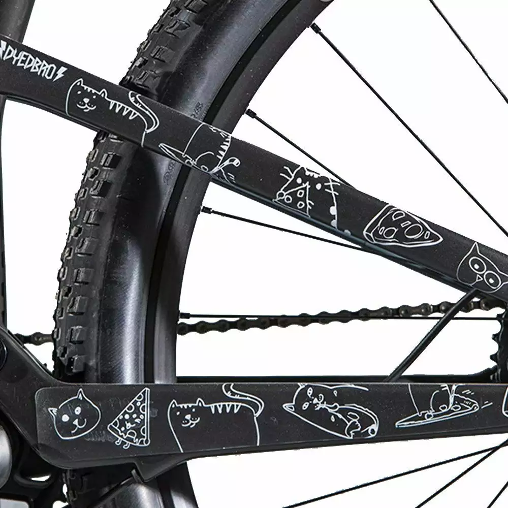 DyedBro Cats Bike Protection Film - Clear - White 2 DyedBro Cats Bike Protection Film - Clear - White - Image 2